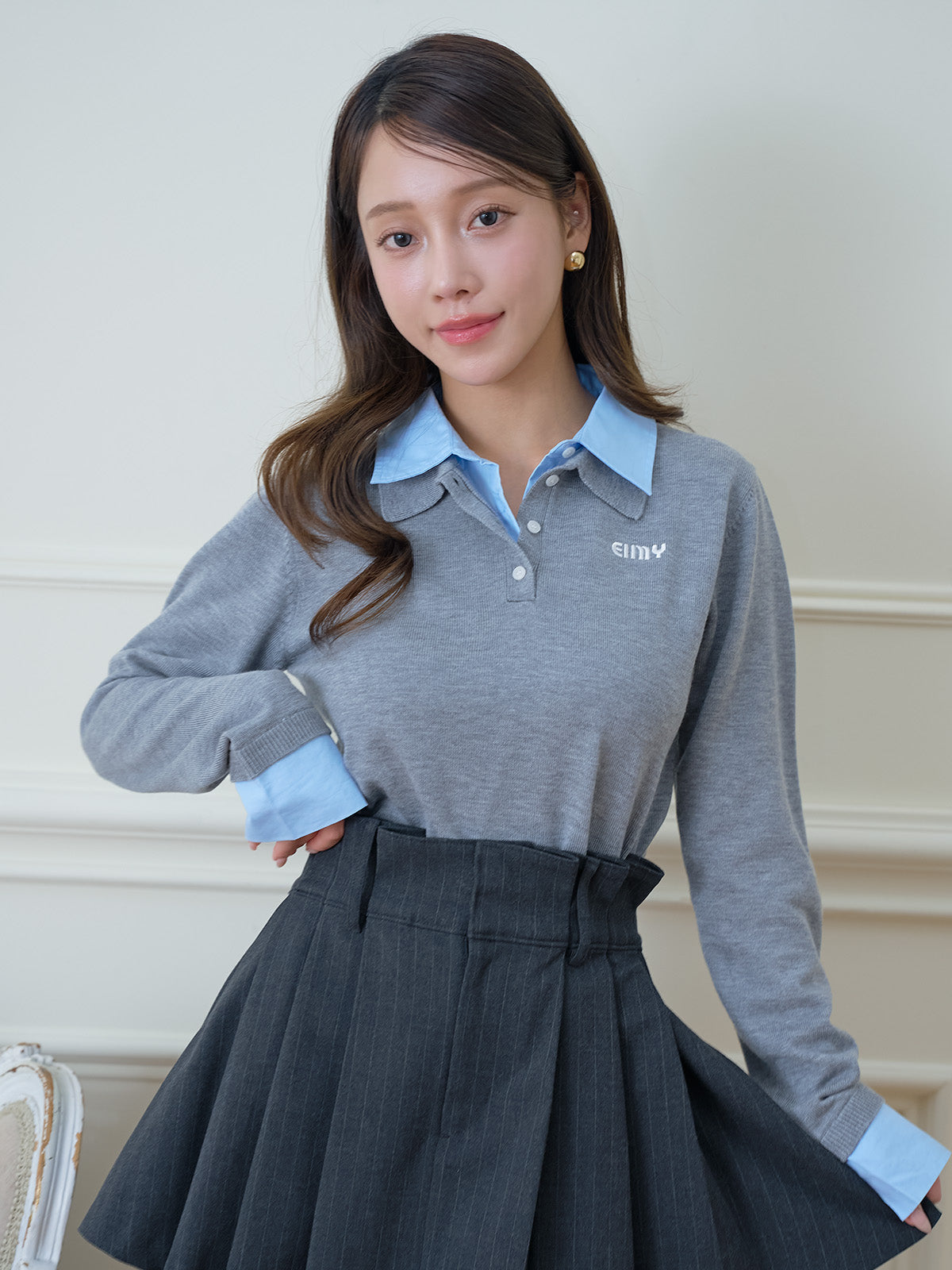 New Color】ダブルカラーデザインニット