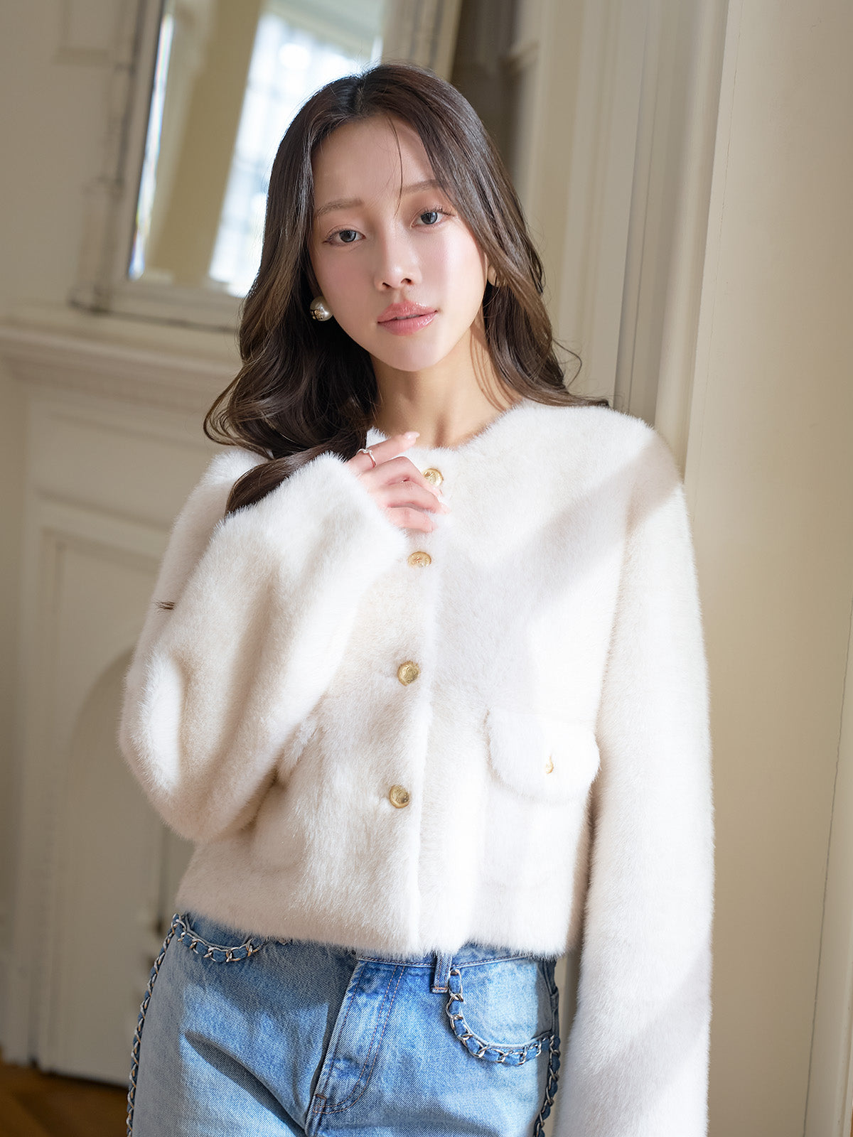 MODEL:160cm／COLOR:WHITE／SIZE:36