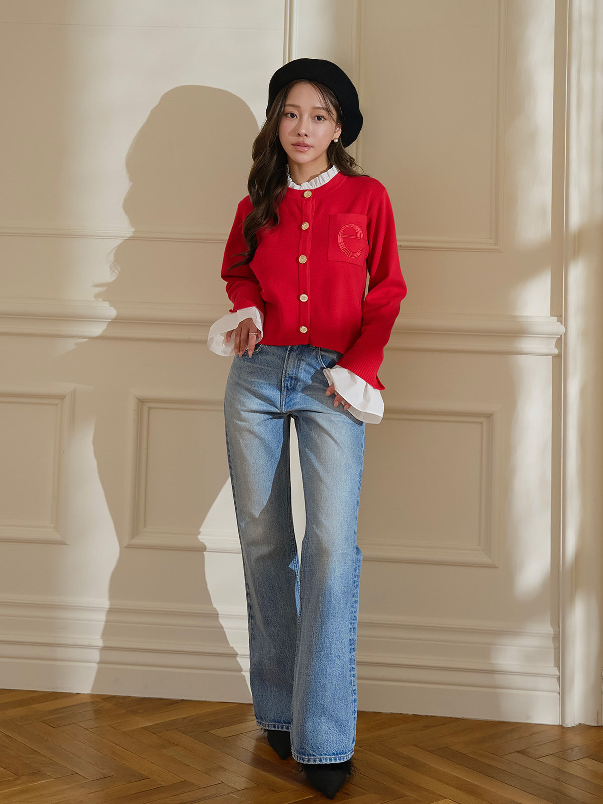 【New Color】Attached collar ニットジャケット