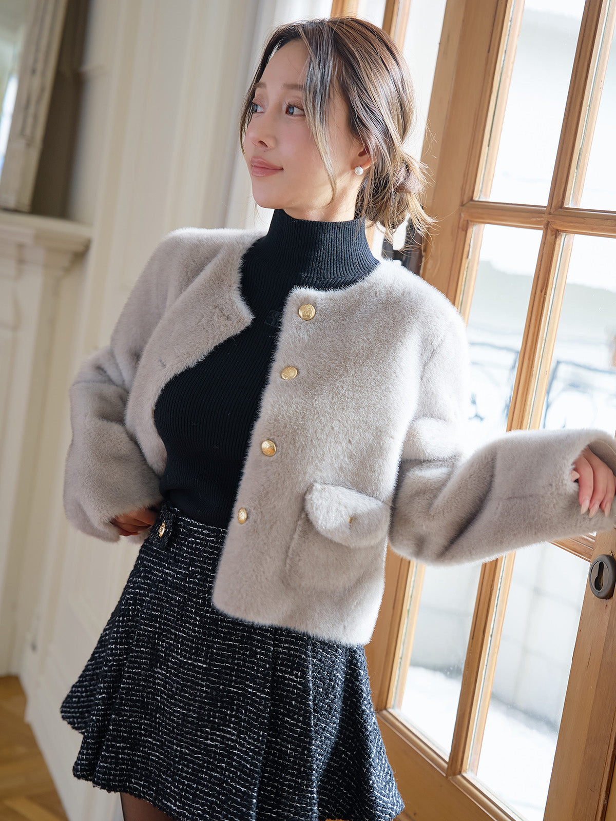 ツイードタックミニスカート