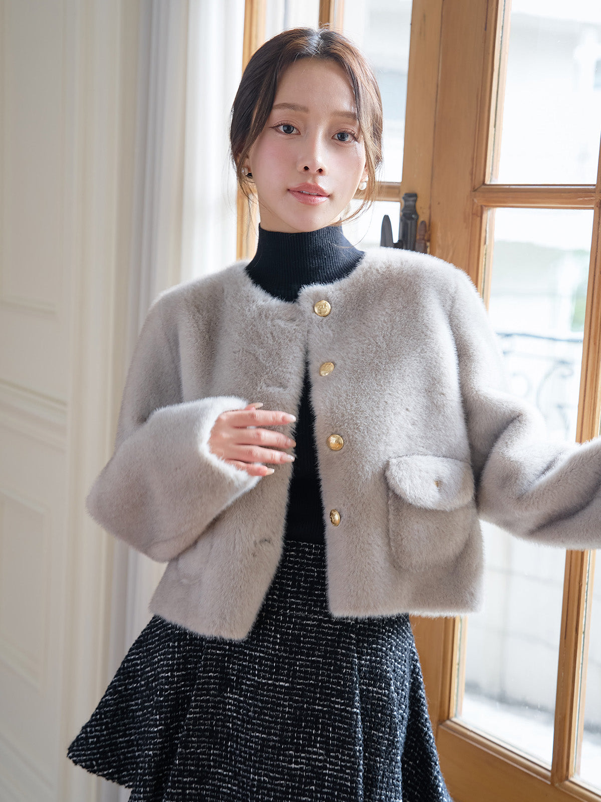 MODEL:160cm／COLOR:GREY／SIZE:36