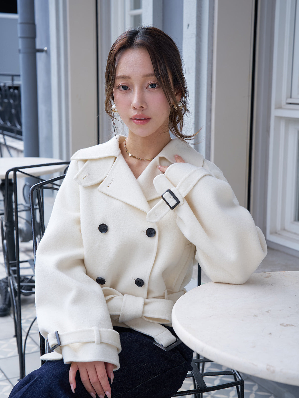 MODEL:160cm／COLOR:IVORY／SIZE:36