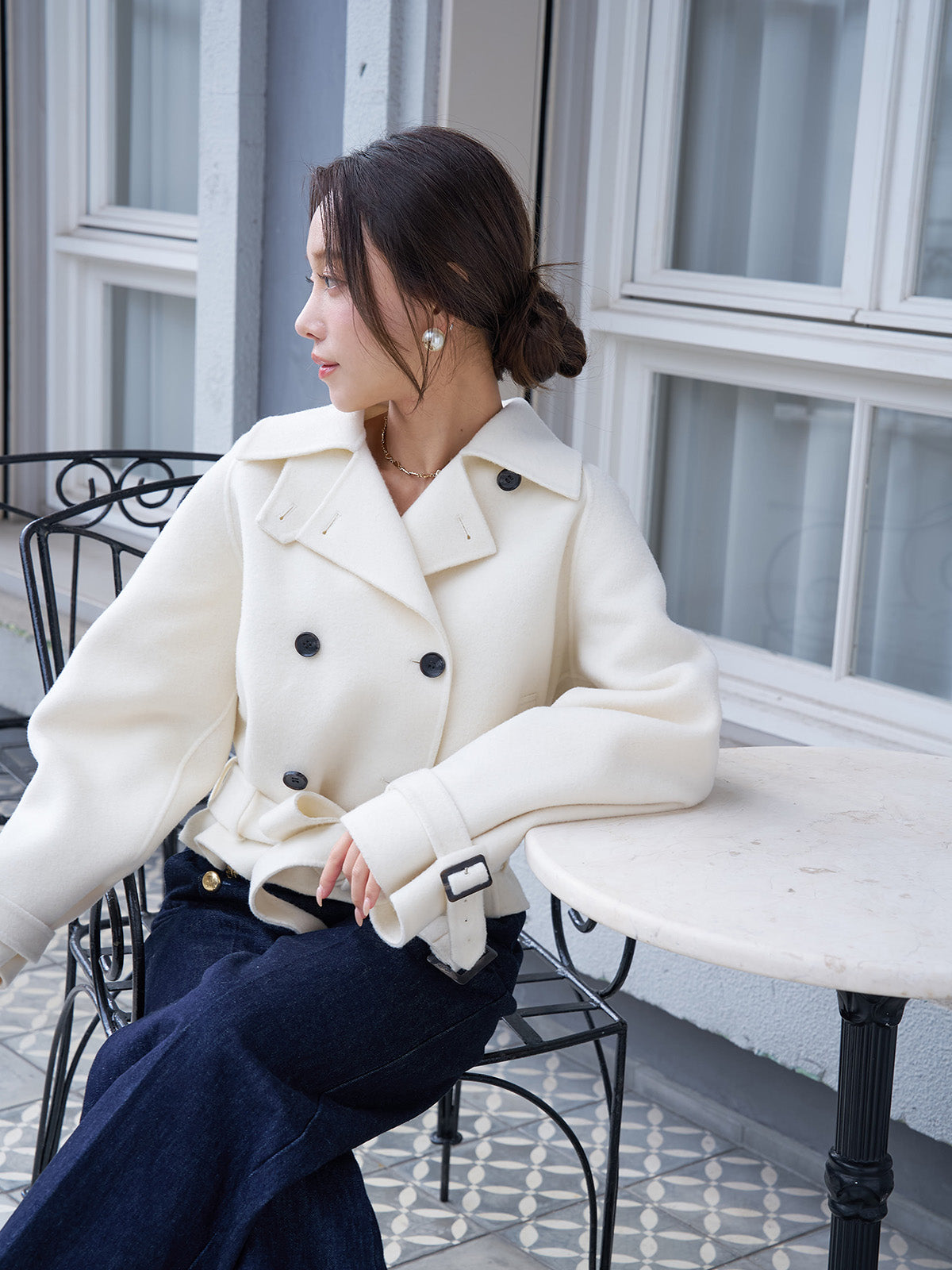 ウールショートトレンチコート