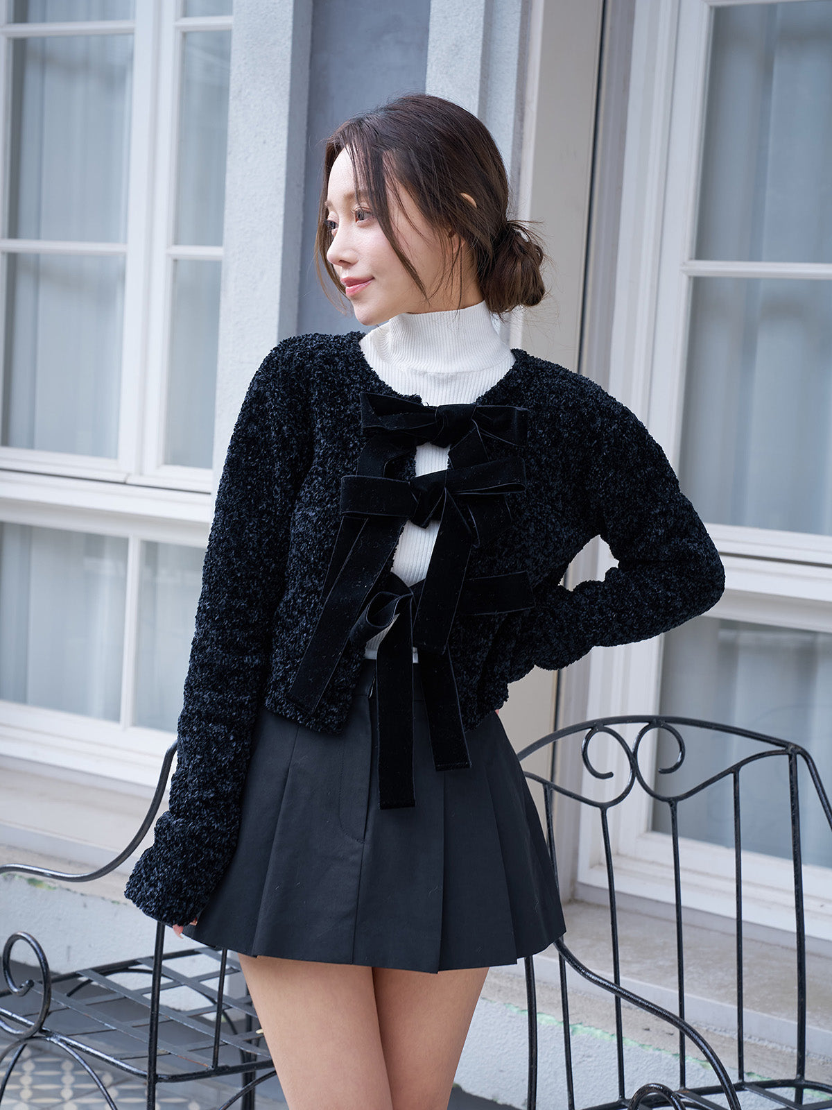 MODEL:160cm／COLOR:BLACK／SIZE:F