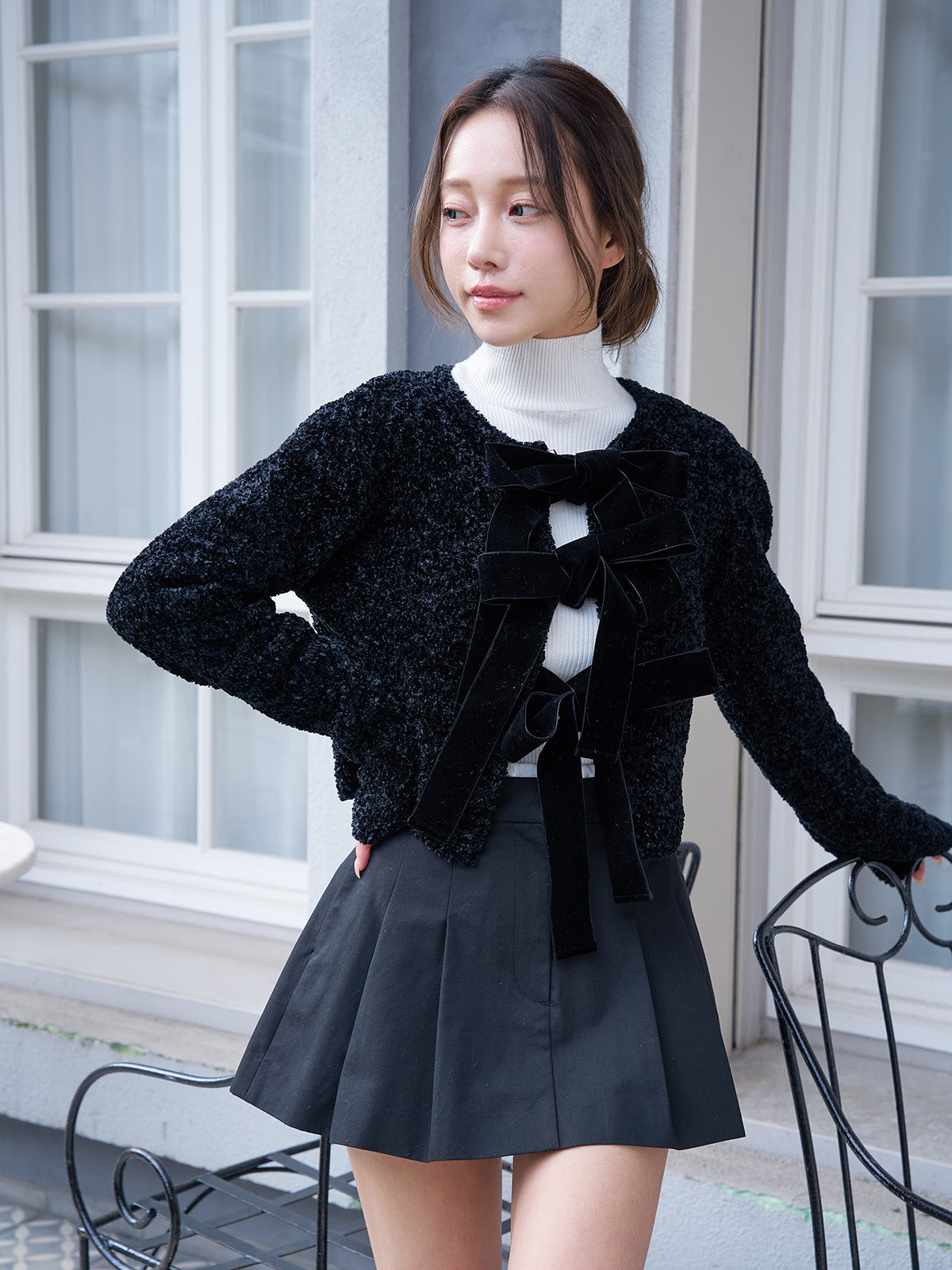 MODEL:160cm／COLOR:WHITE／SIZE:F