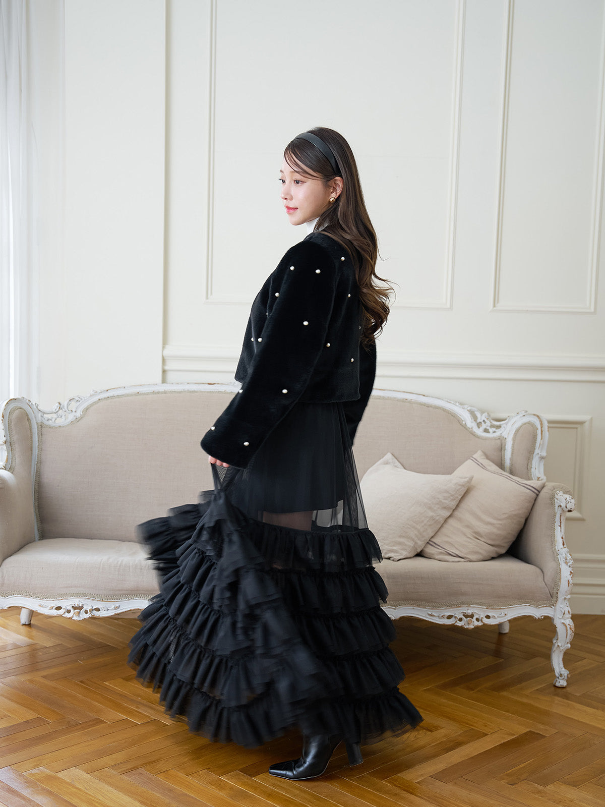 チュールティアードレイヤードスカート