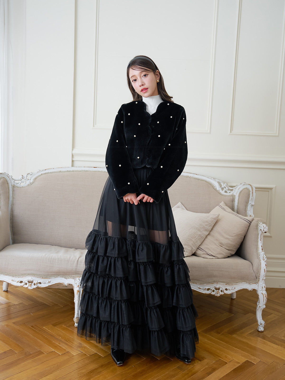 MODEL:160cm／COLOR:BLACK／SIZE:36