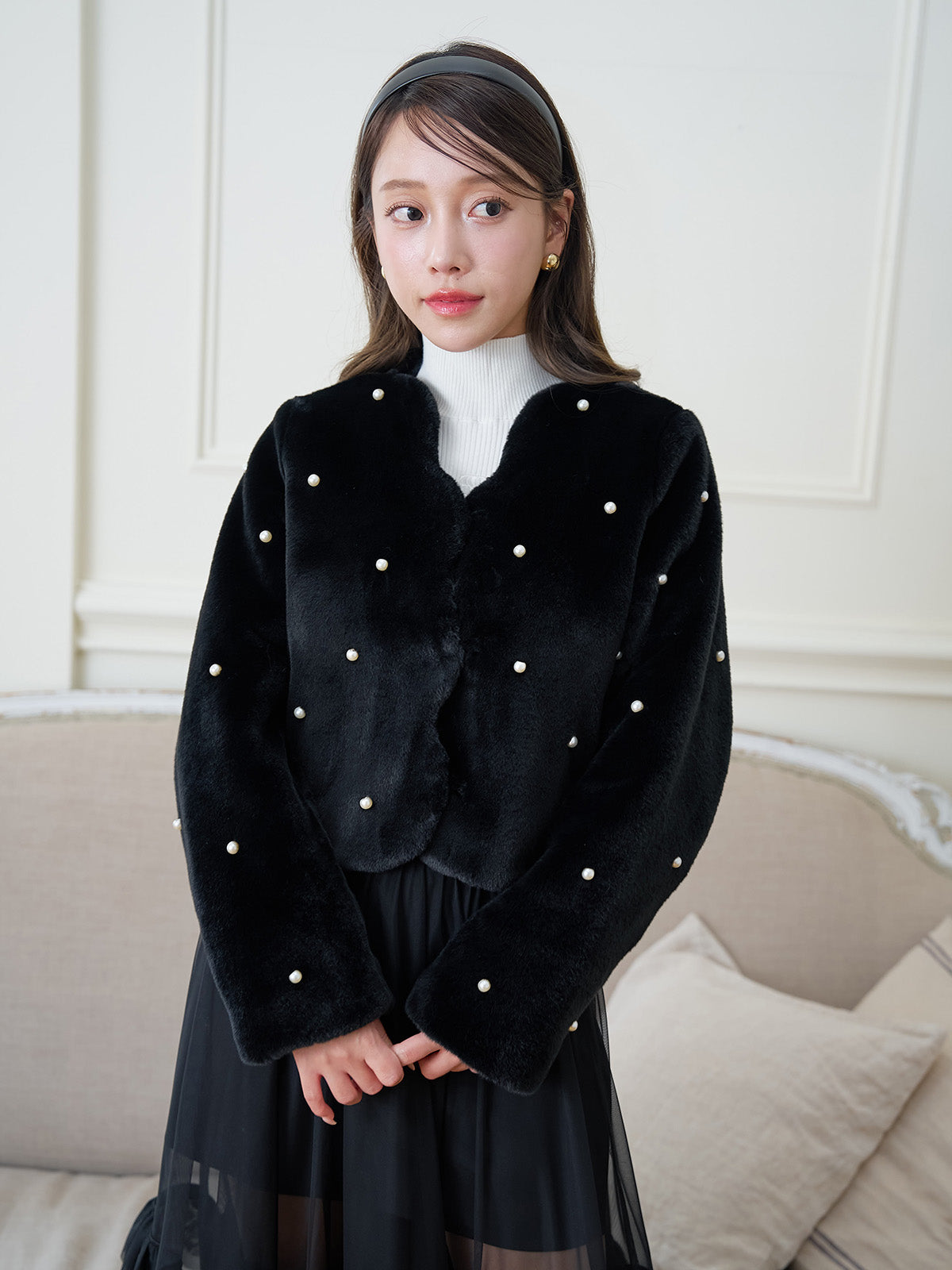 MODEL:160cm／COLOR:BLACK／SIZE:F