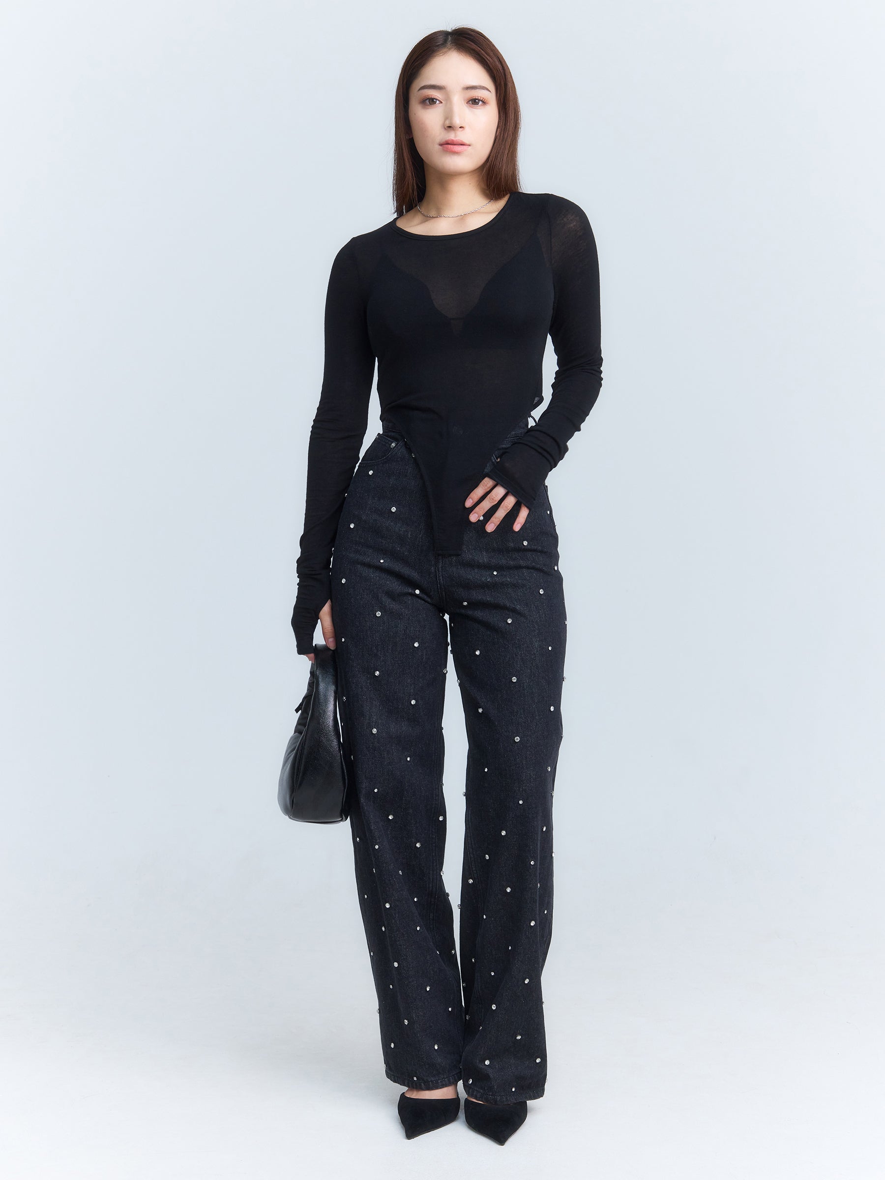 バックオープンプランジブラキャミソール