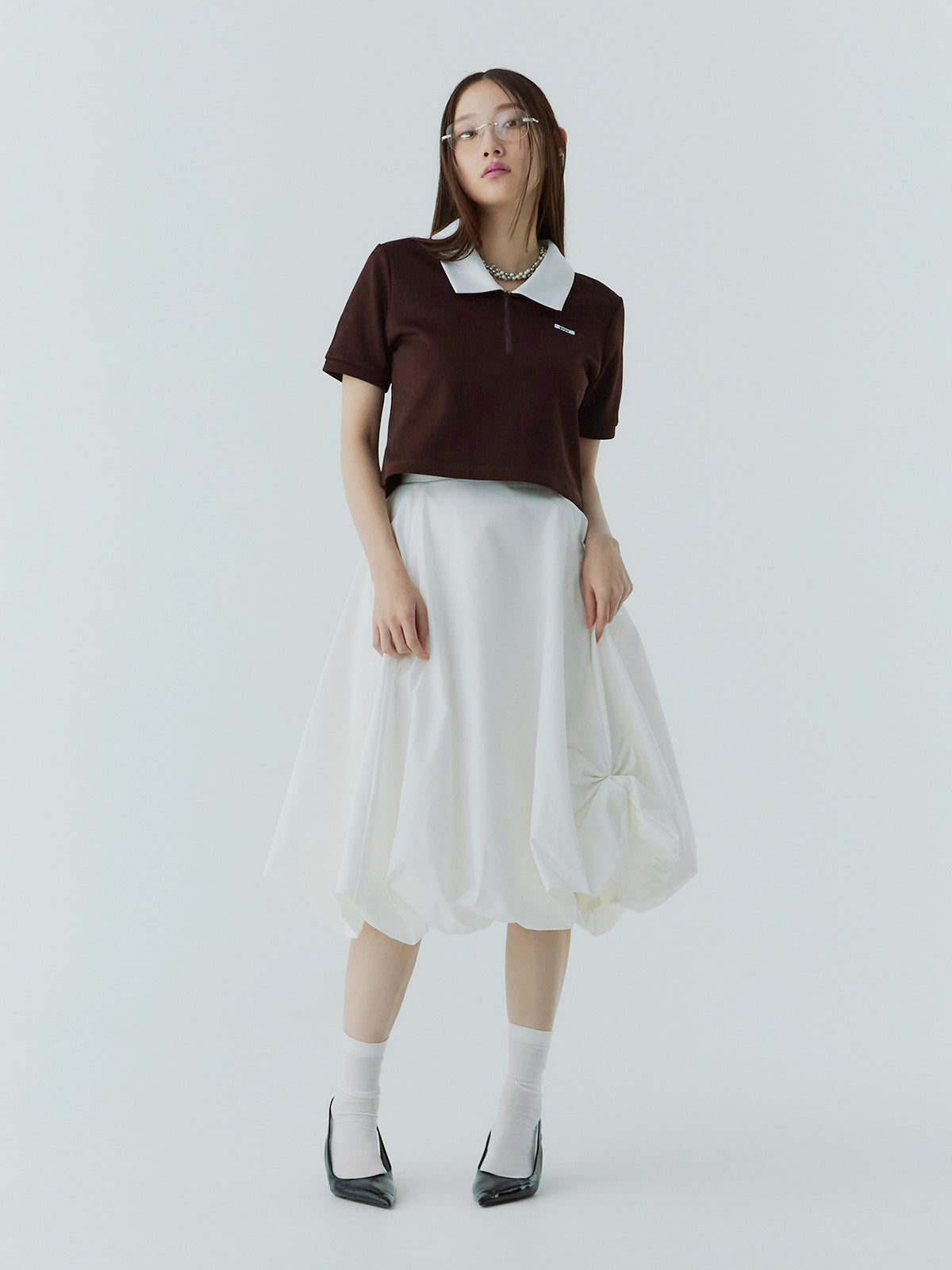 ハーフジップトップスストレートスカートSETUP