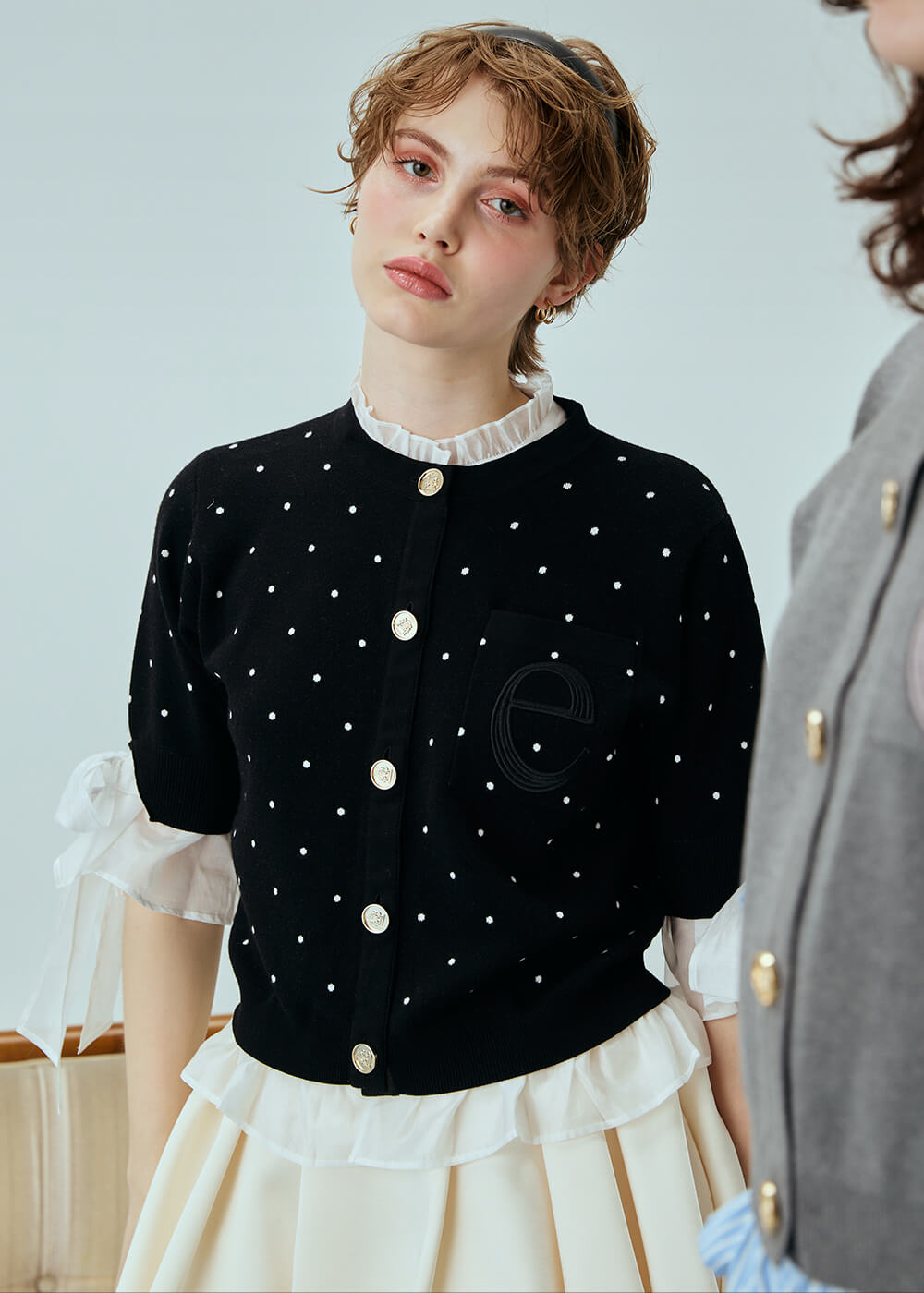 Attached Half Sleeve Cardigan