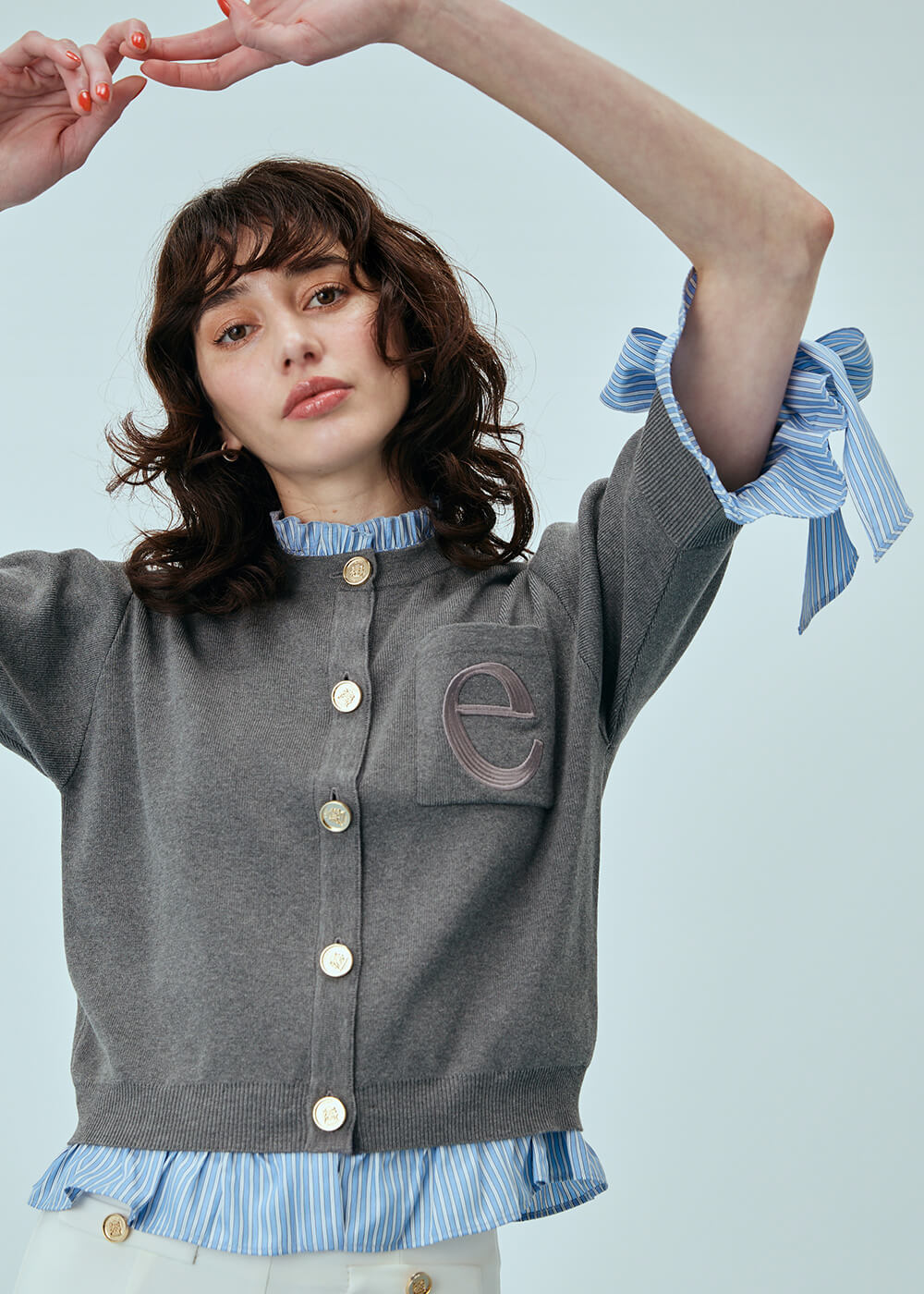 Attached Half Sleeve Cardigan