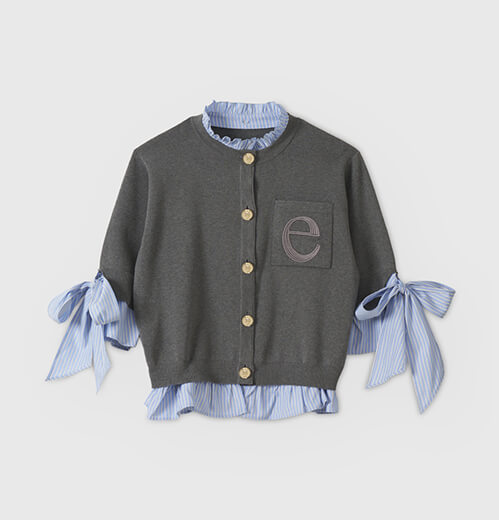 Attached Half Sleeve Cardigan D