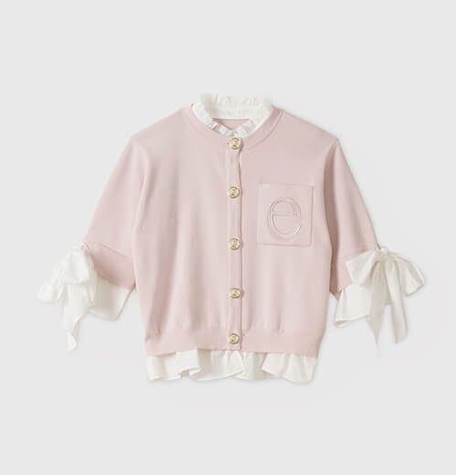 Attached Half Sleeve Cardigan F