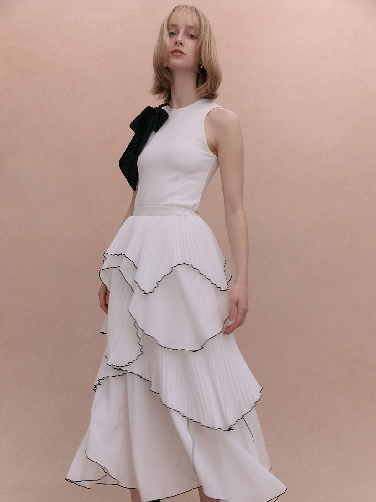 PLEATED RUFFLE SKIRT