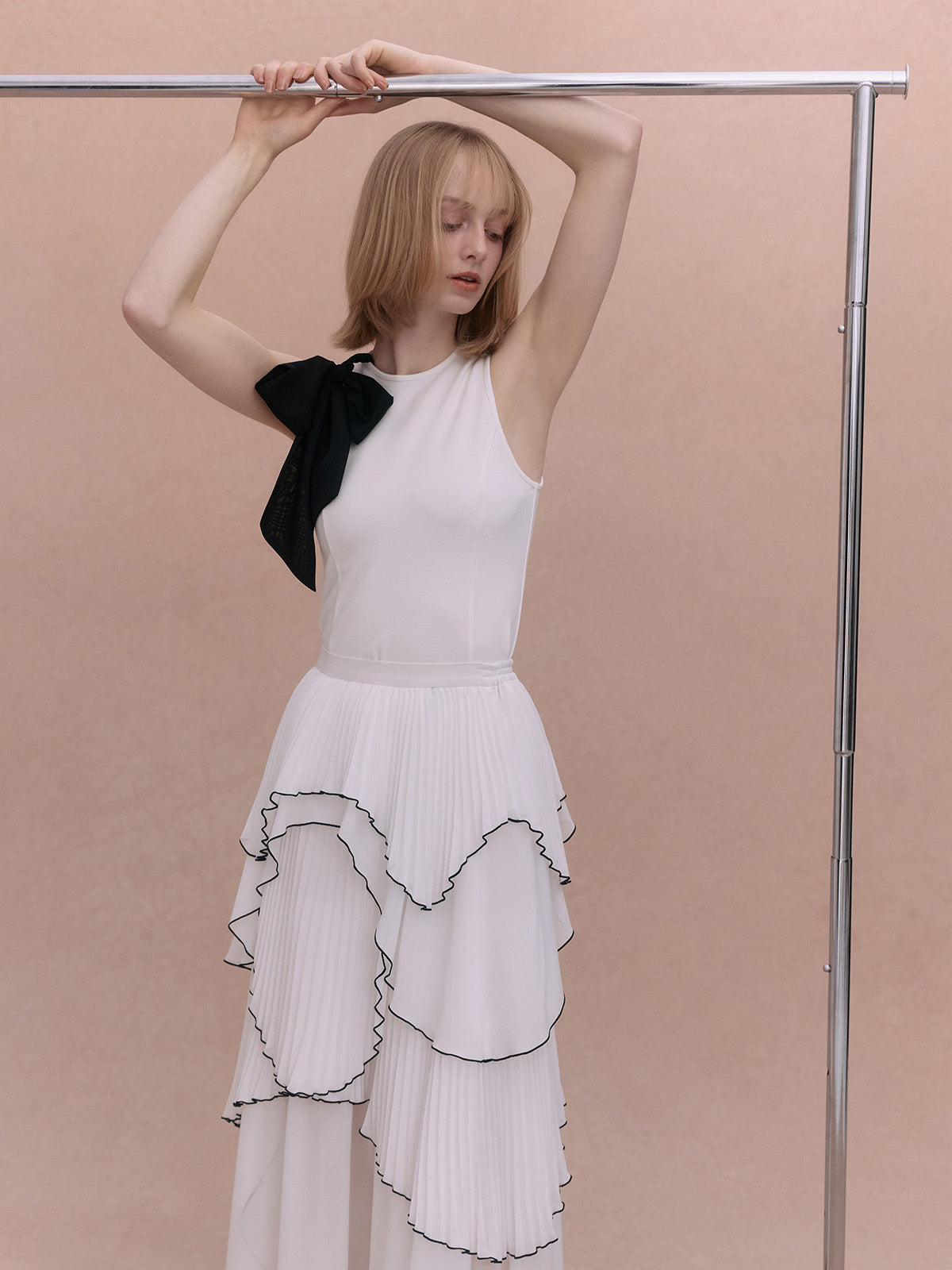 PLEATED RUFFLE SKIRT