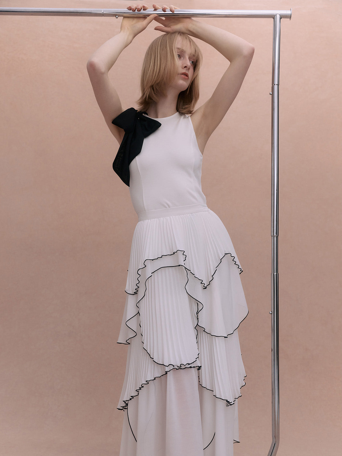 PLEATED RUFFLE SKIRT
