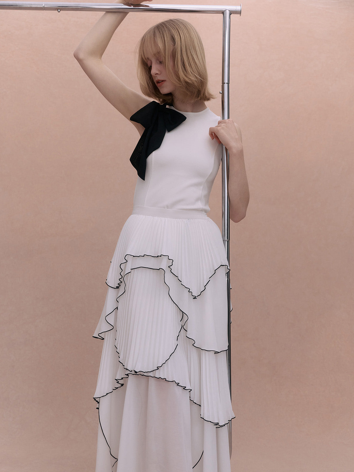 PLEATED RUFFLE SKIRT