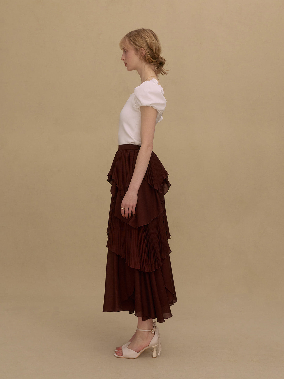 PLEATED RUFFLE SKIRT