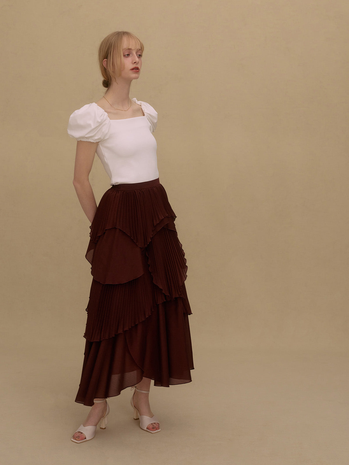 PLEATED RUFFLE SKIRT