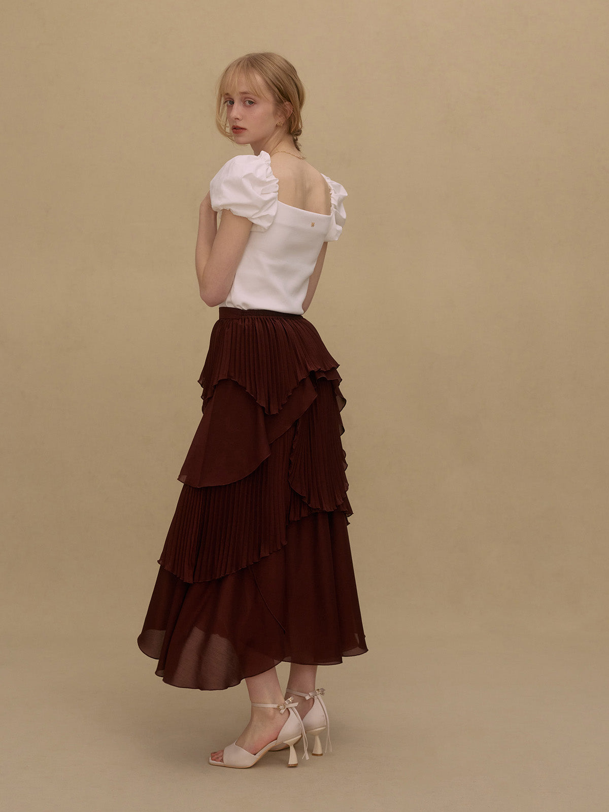 PLEATED RUFFLE SKIRT