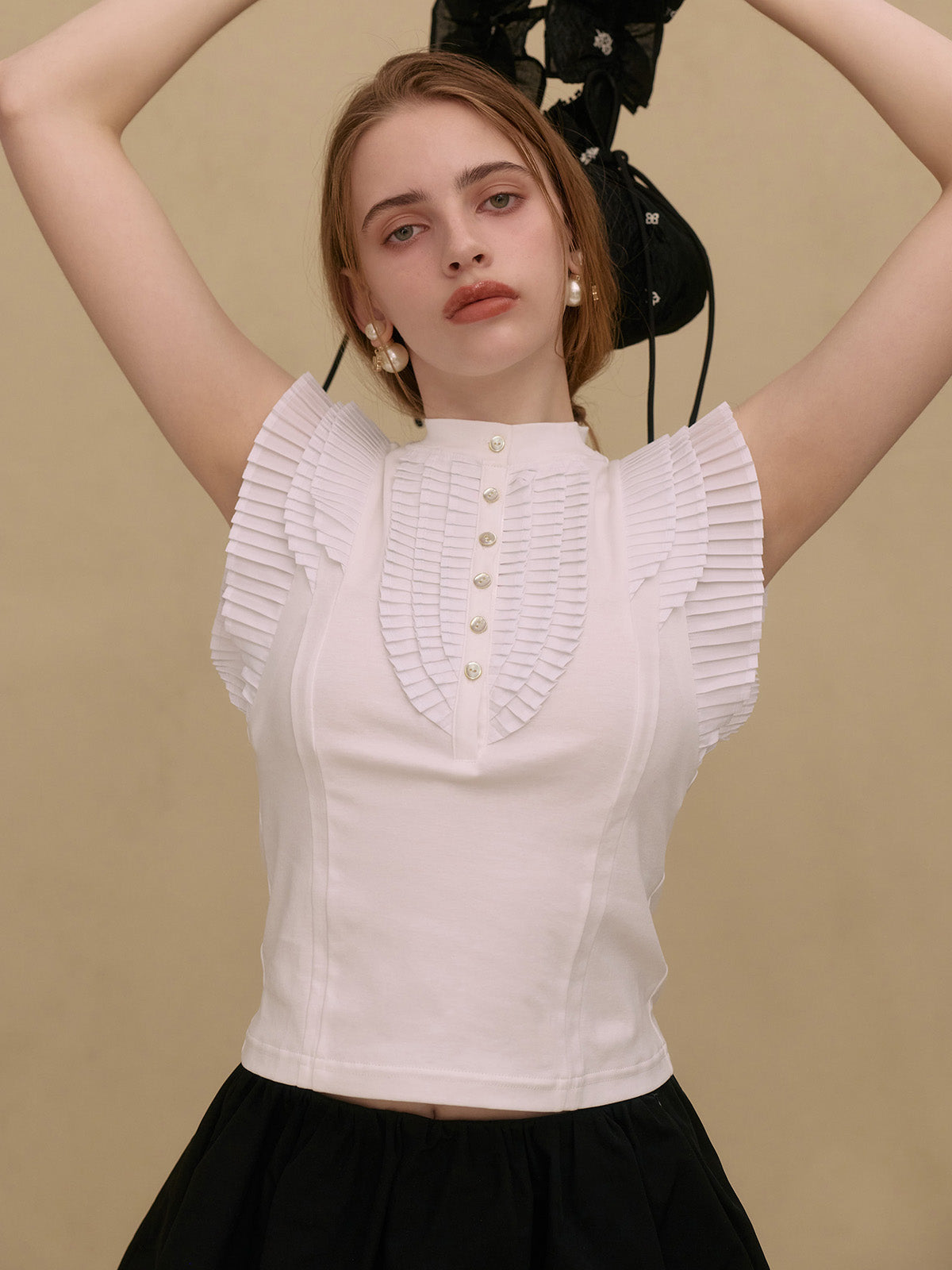 PLEATED COMBINATION TOPS