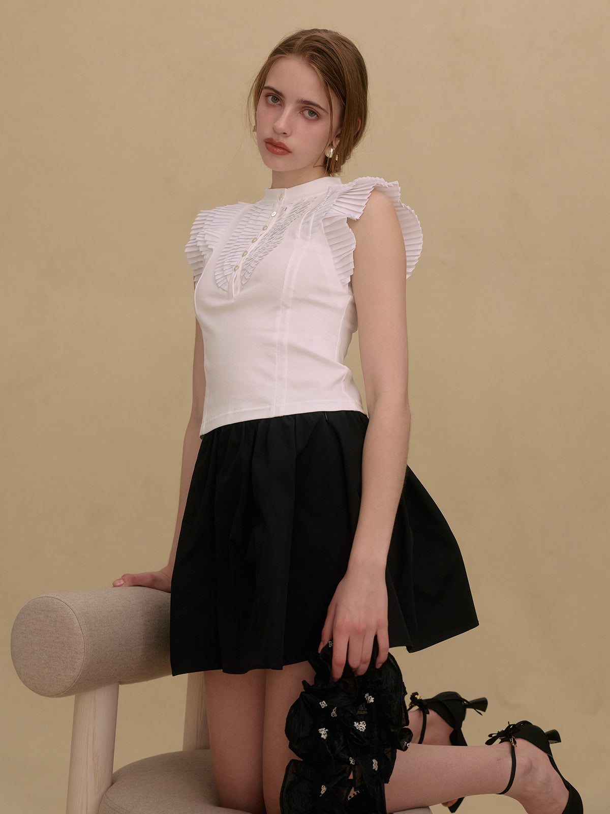 PLEATED COMBINATION TOPS