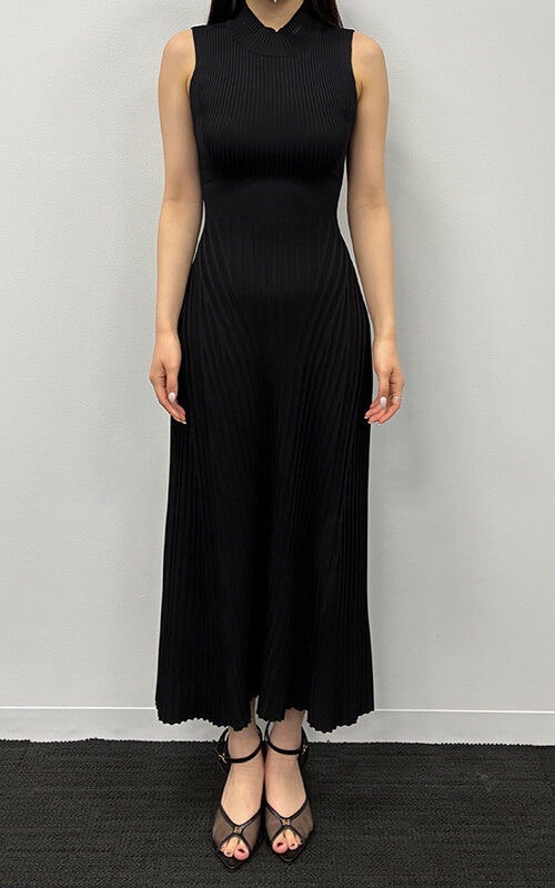 2026 SPRING collection Biack ribbon knit dress