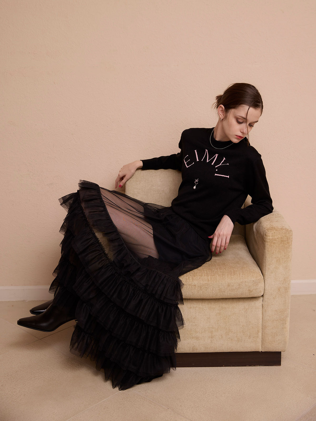 チュールティアードレイヤードスカート