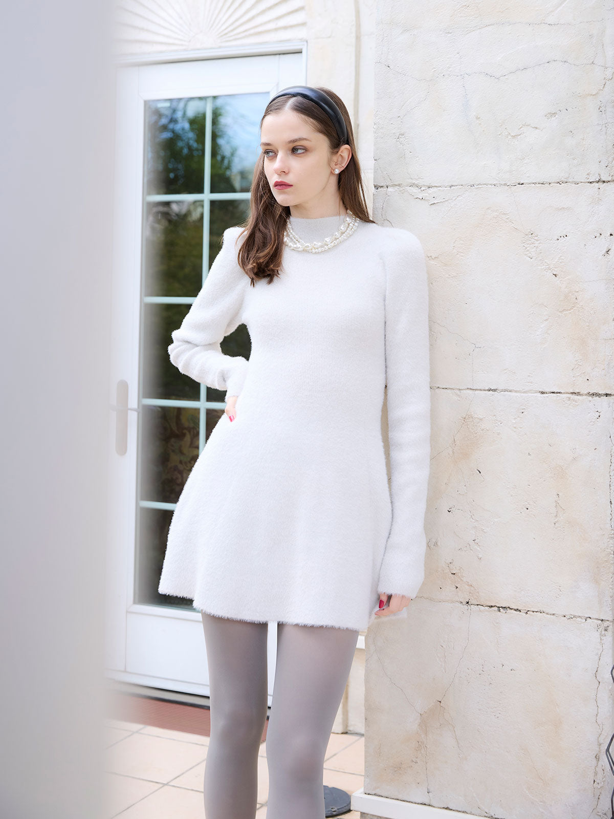 ラメシャギーニットミニワンピース