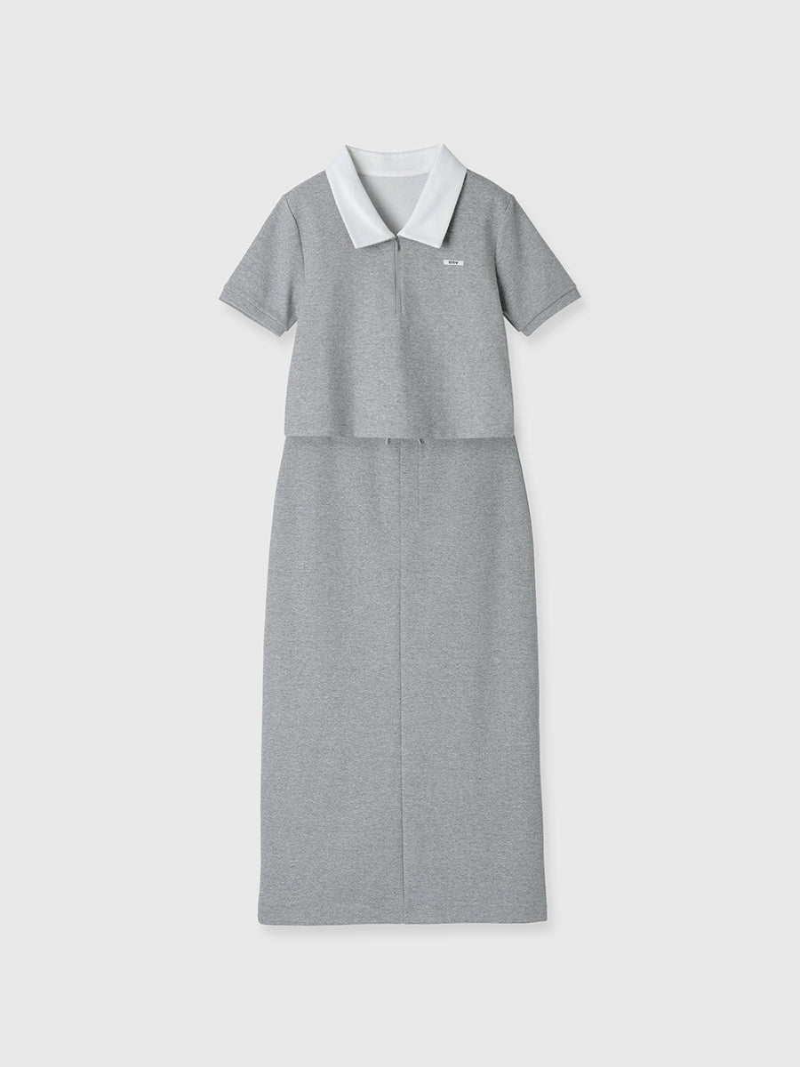 ハーフジップトップスストレートスカートSETUP