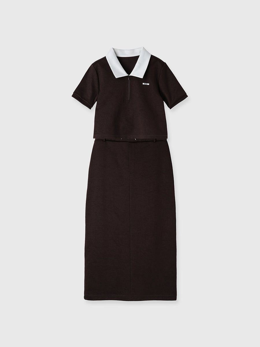 ハーフジップトップスストレートスカートSETUP