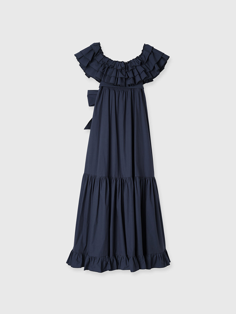 オフショルフリルマキシワンピース