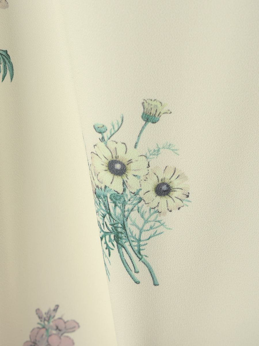 ボタニカルフラワーハーフスリーブワンピース