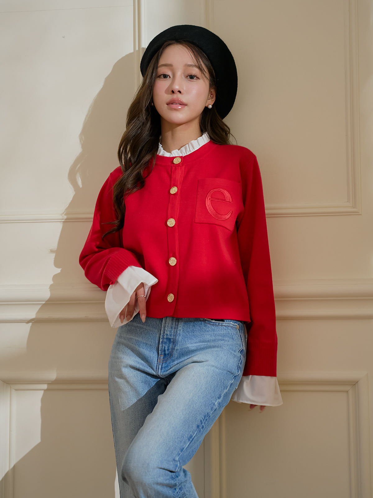 MODEL:160cm／COLOR:RED／SIZE:F