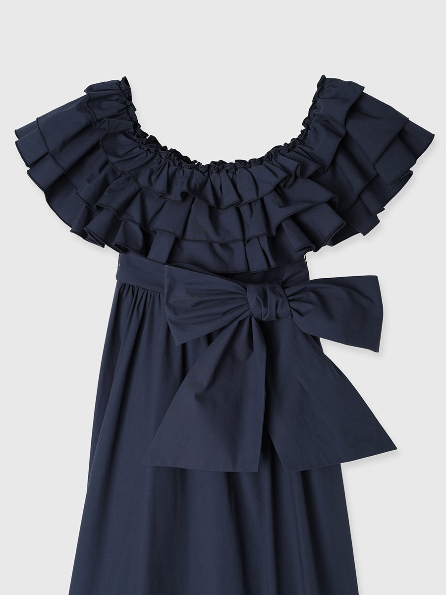 オフショルフリルマキシワンピース