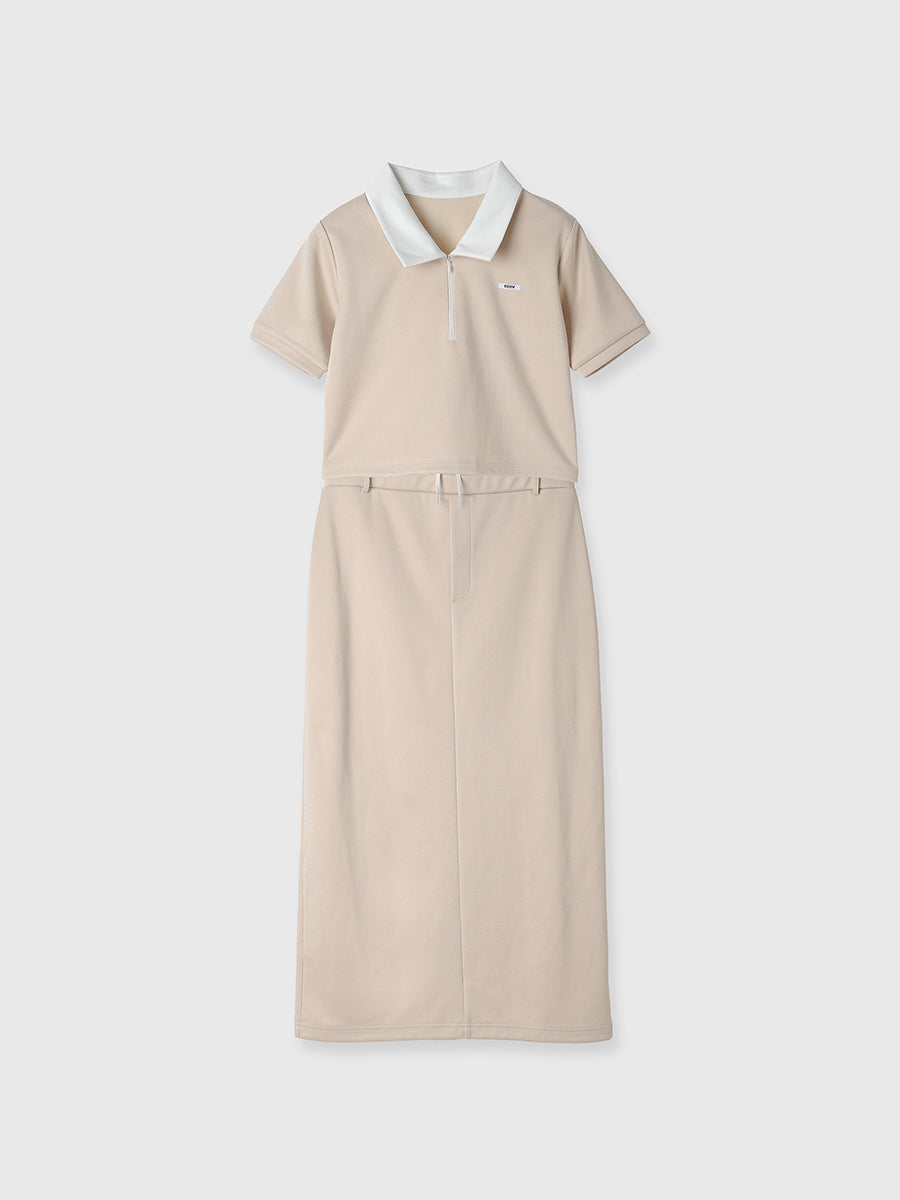 ハーフジップトップスストレートスカートSETUP