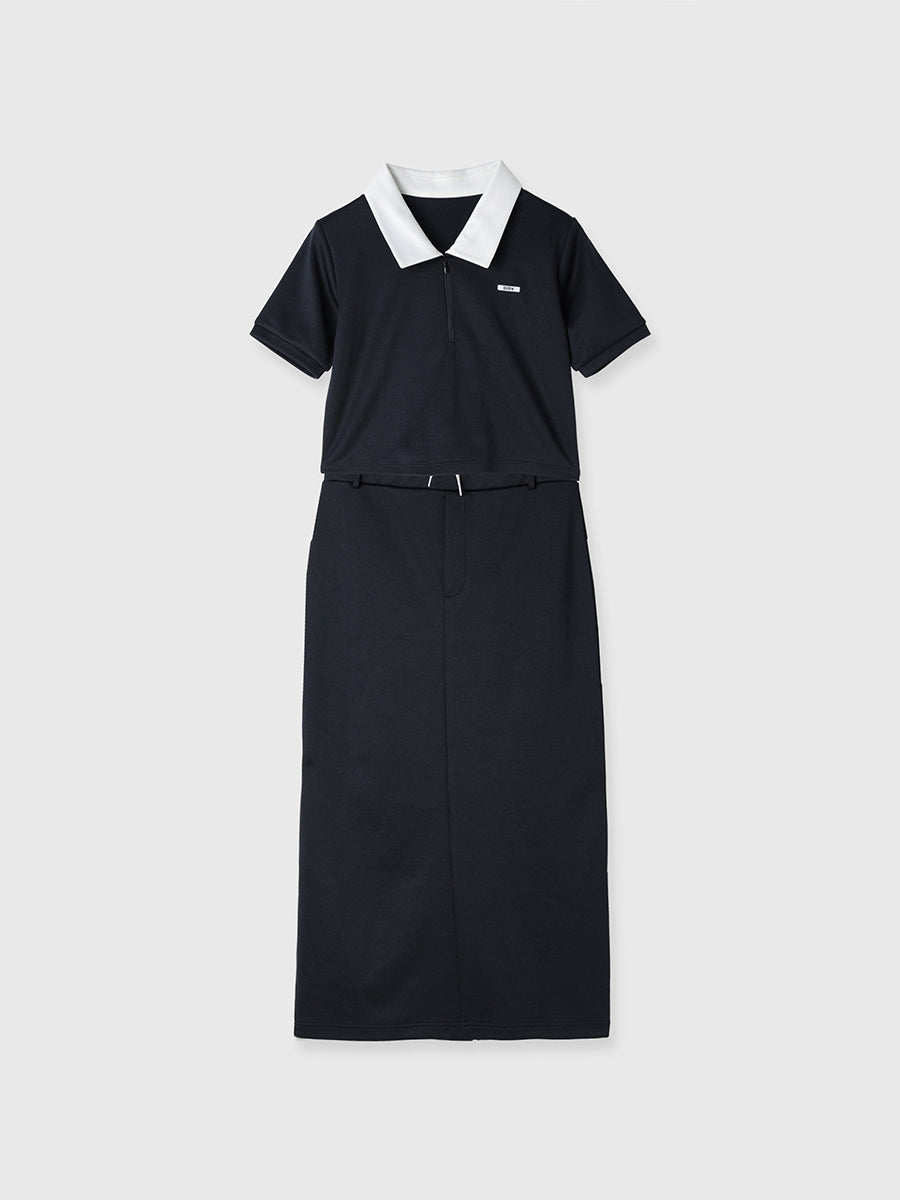 ハーフジップトップスストレートスカートSETUP