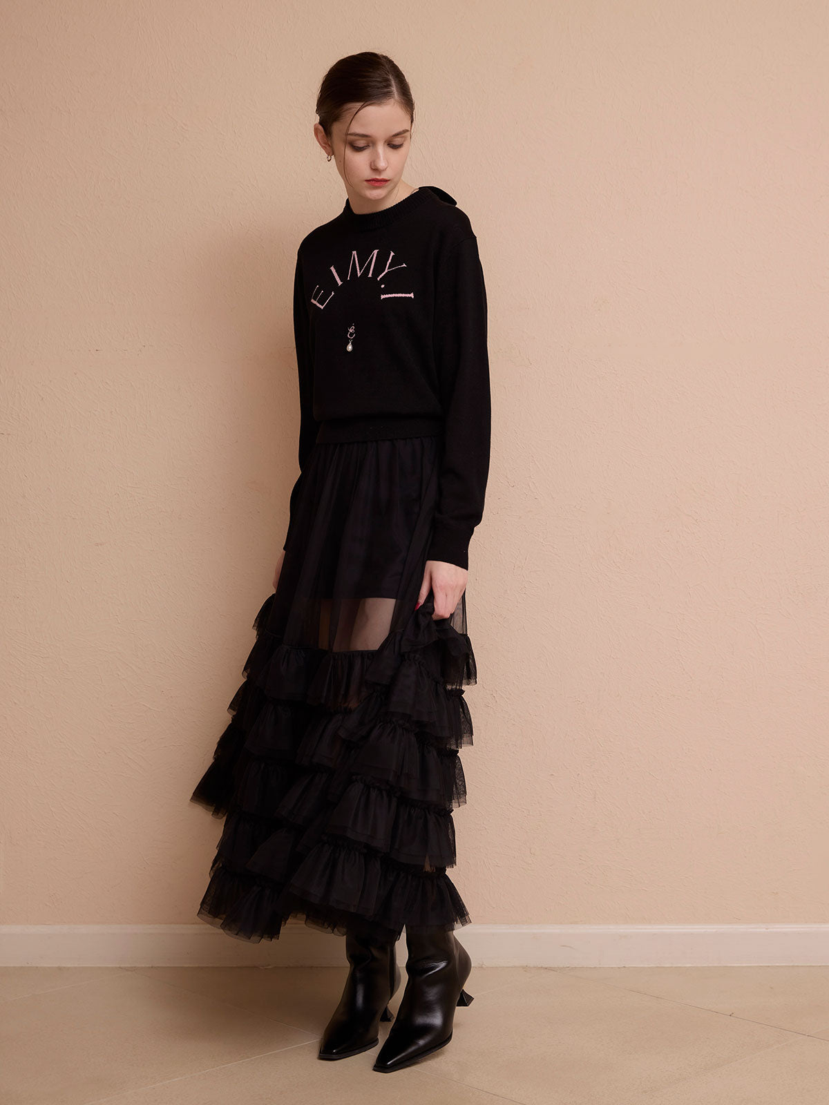 チュールティアードレイヤードスカート