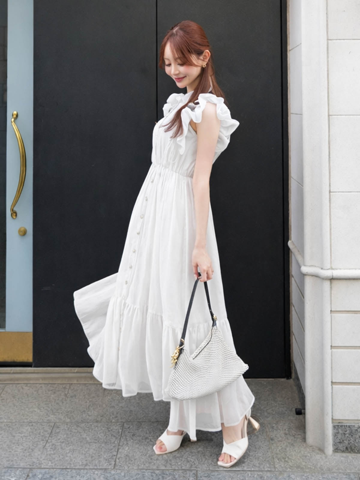 【10周年】フリルスリーブシアーワンピース