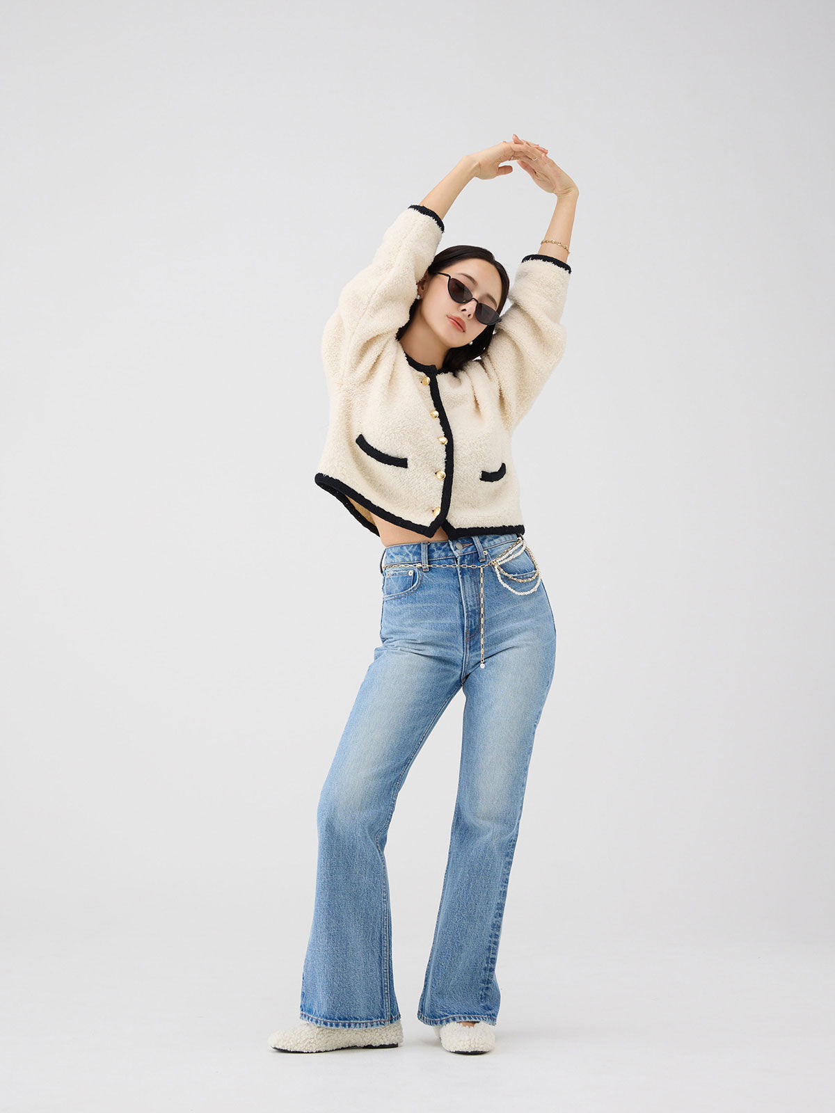 スリムフレアデニムパンツ