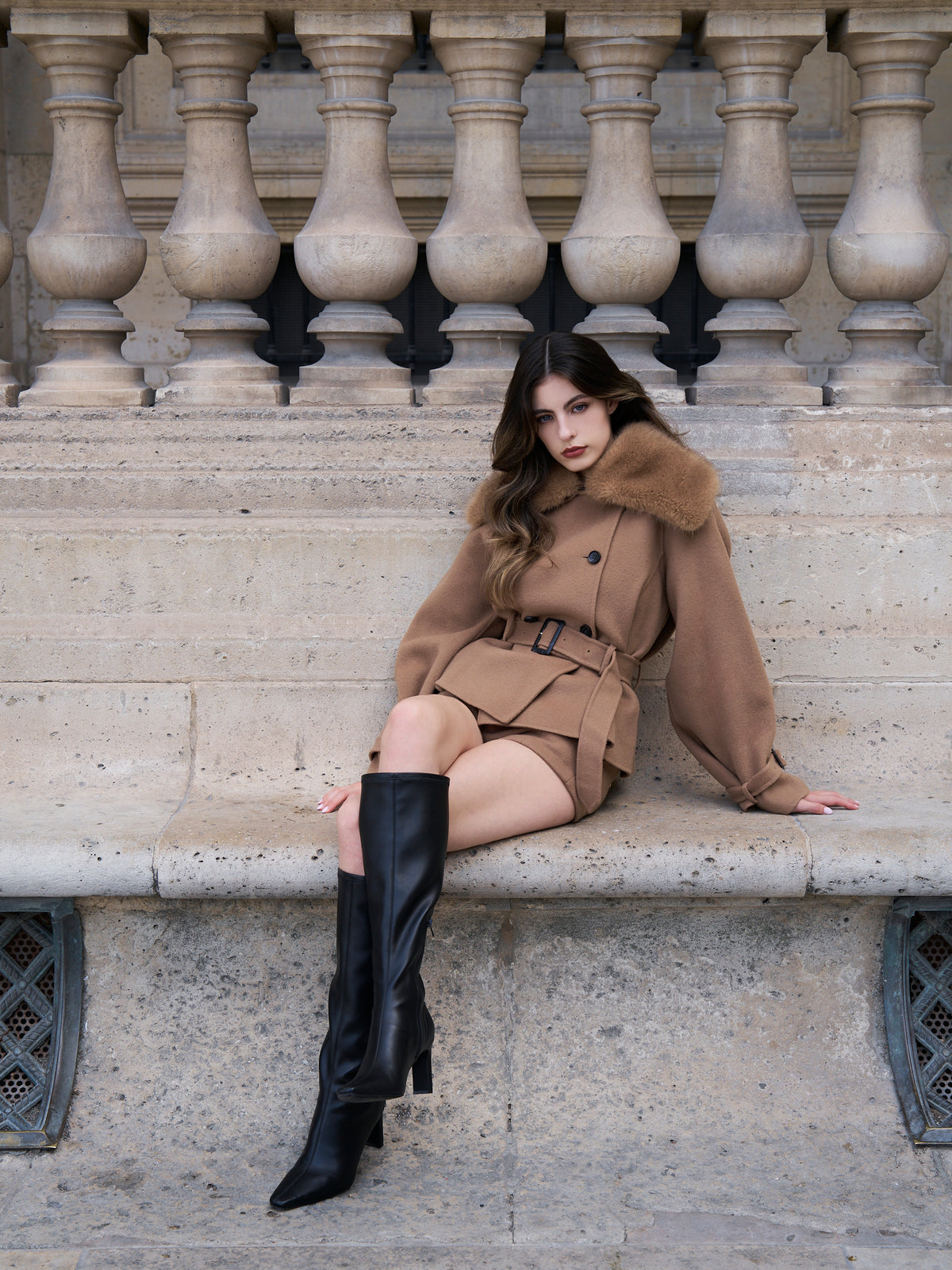 WOOL SHORT TRENCH COAT