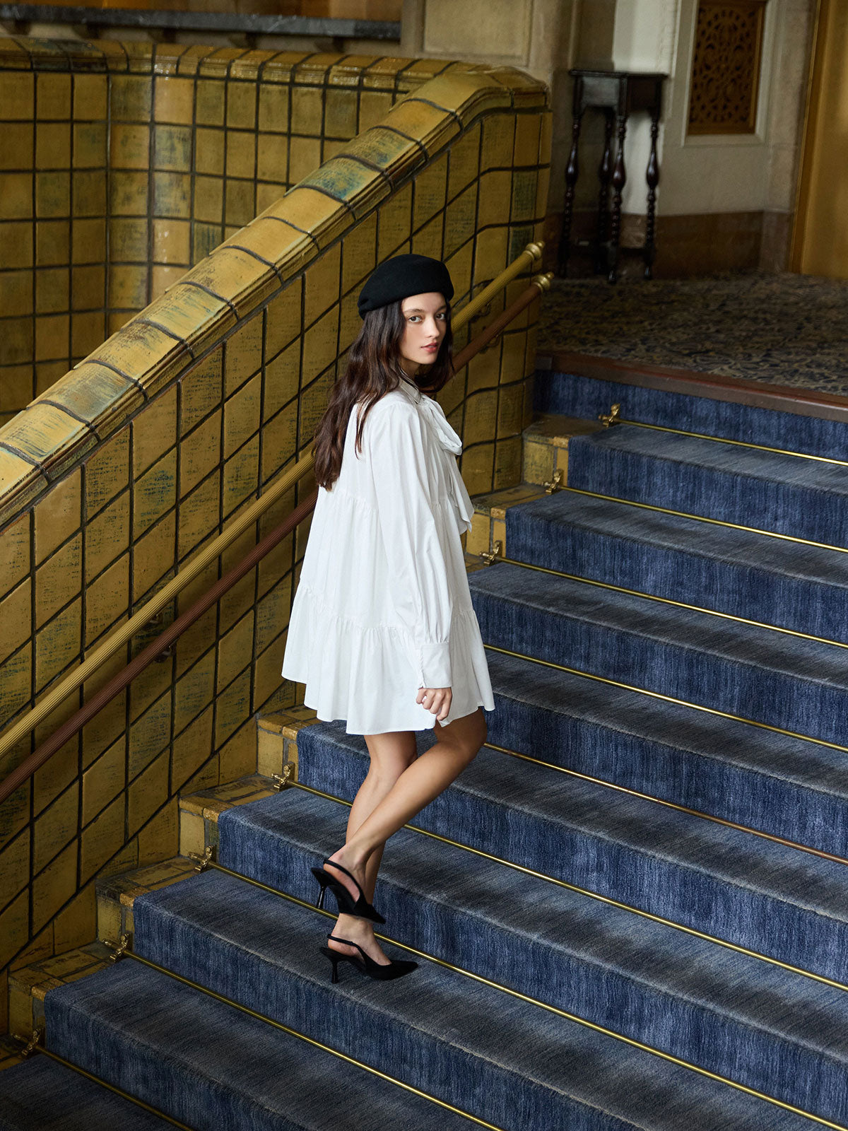 ボリュームティアードミニワンピース