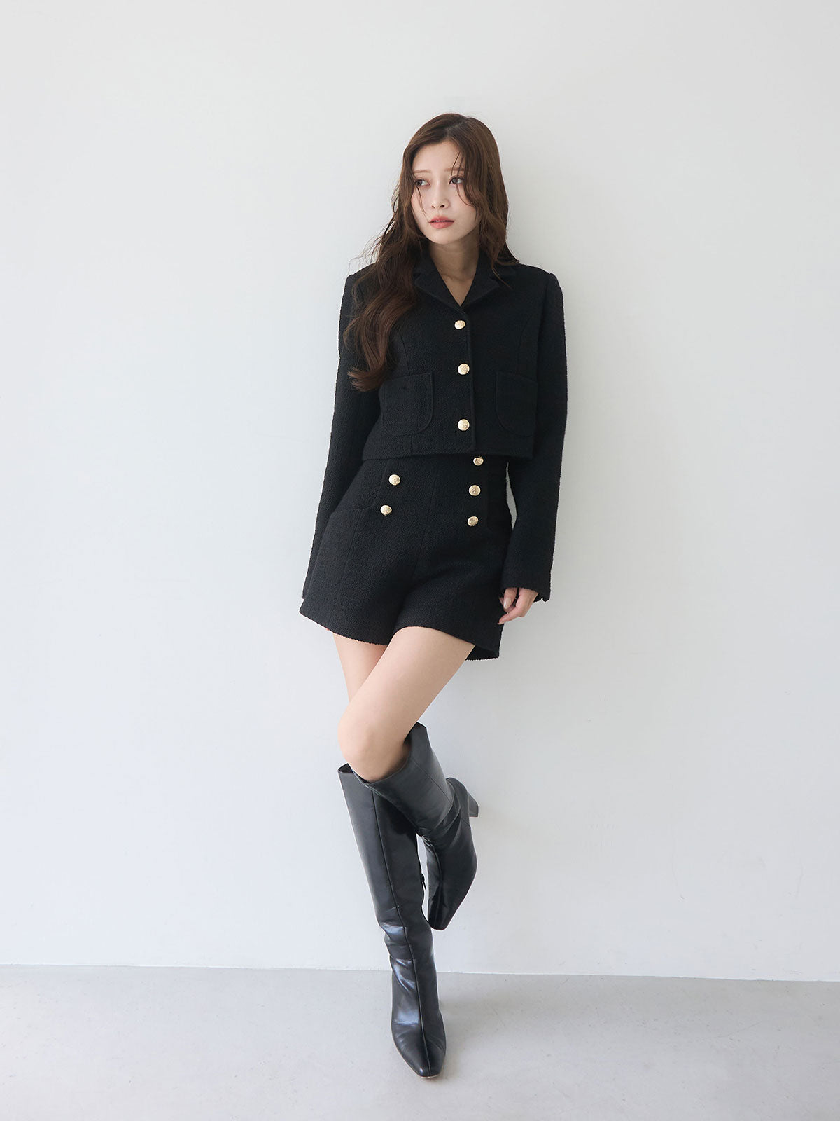 MODEL:160cm／COLOR:BLACK／SIZE:36