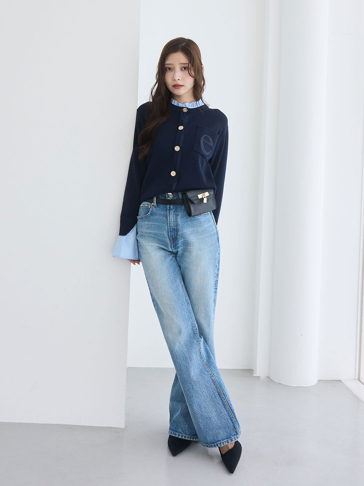 MODEL:160cm／COLOR:NAVY／SIZE:F