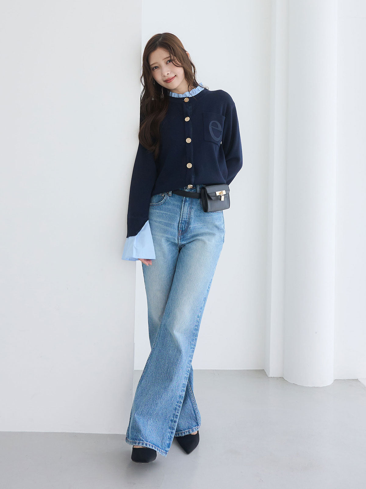 【New Color】Attached collar ニットジャケット