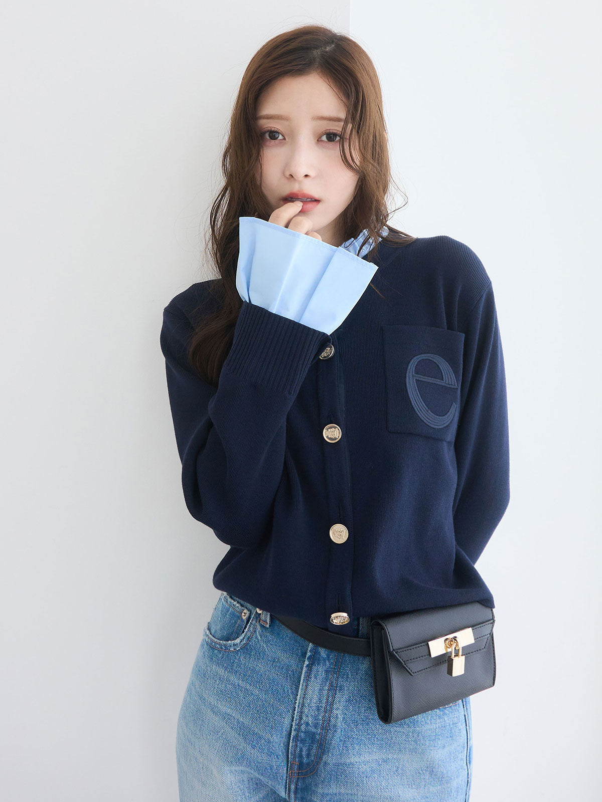 【New Color】Attached collar ニットジャケット