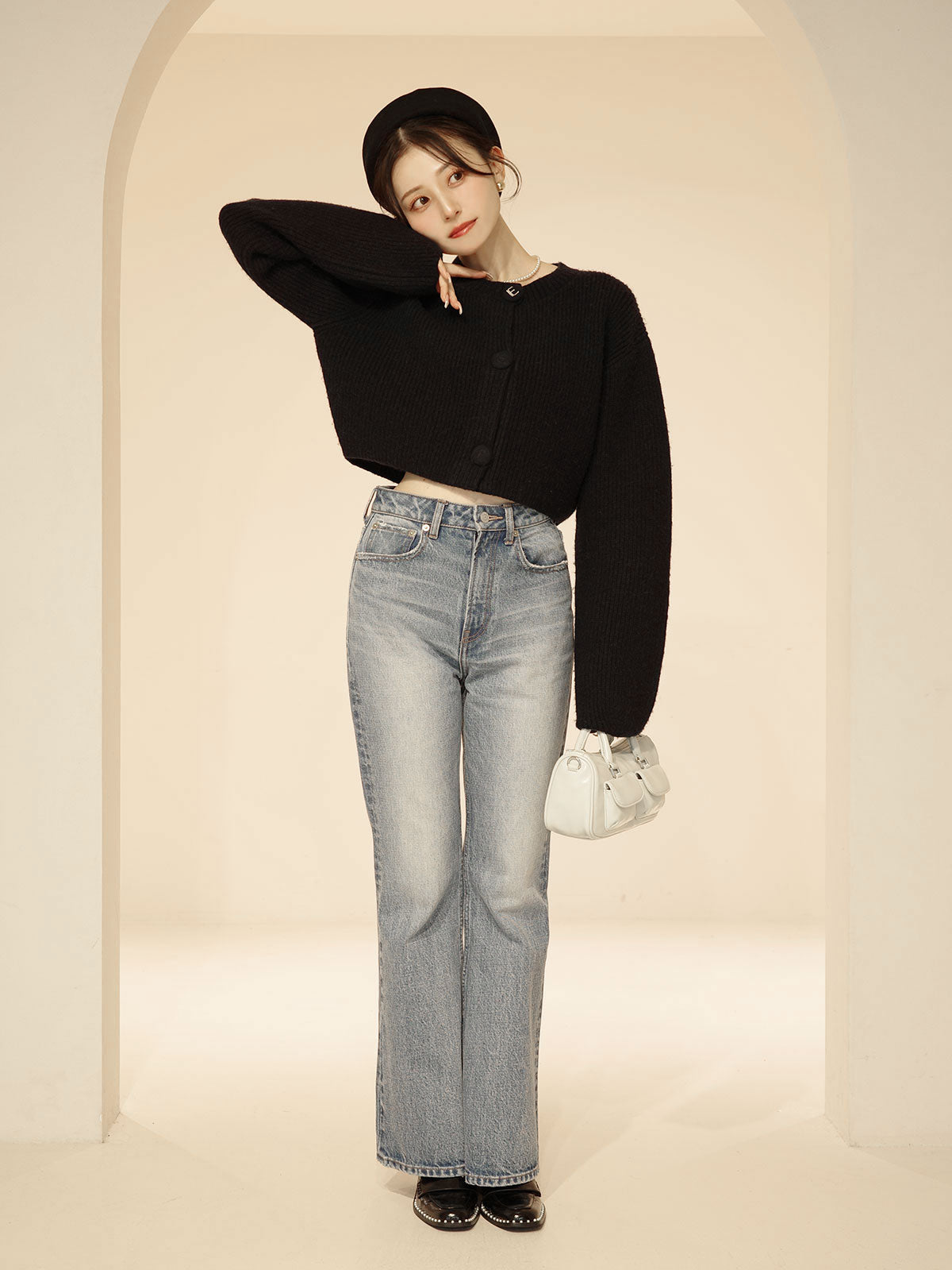 ロゴボタンニットセットワンピース