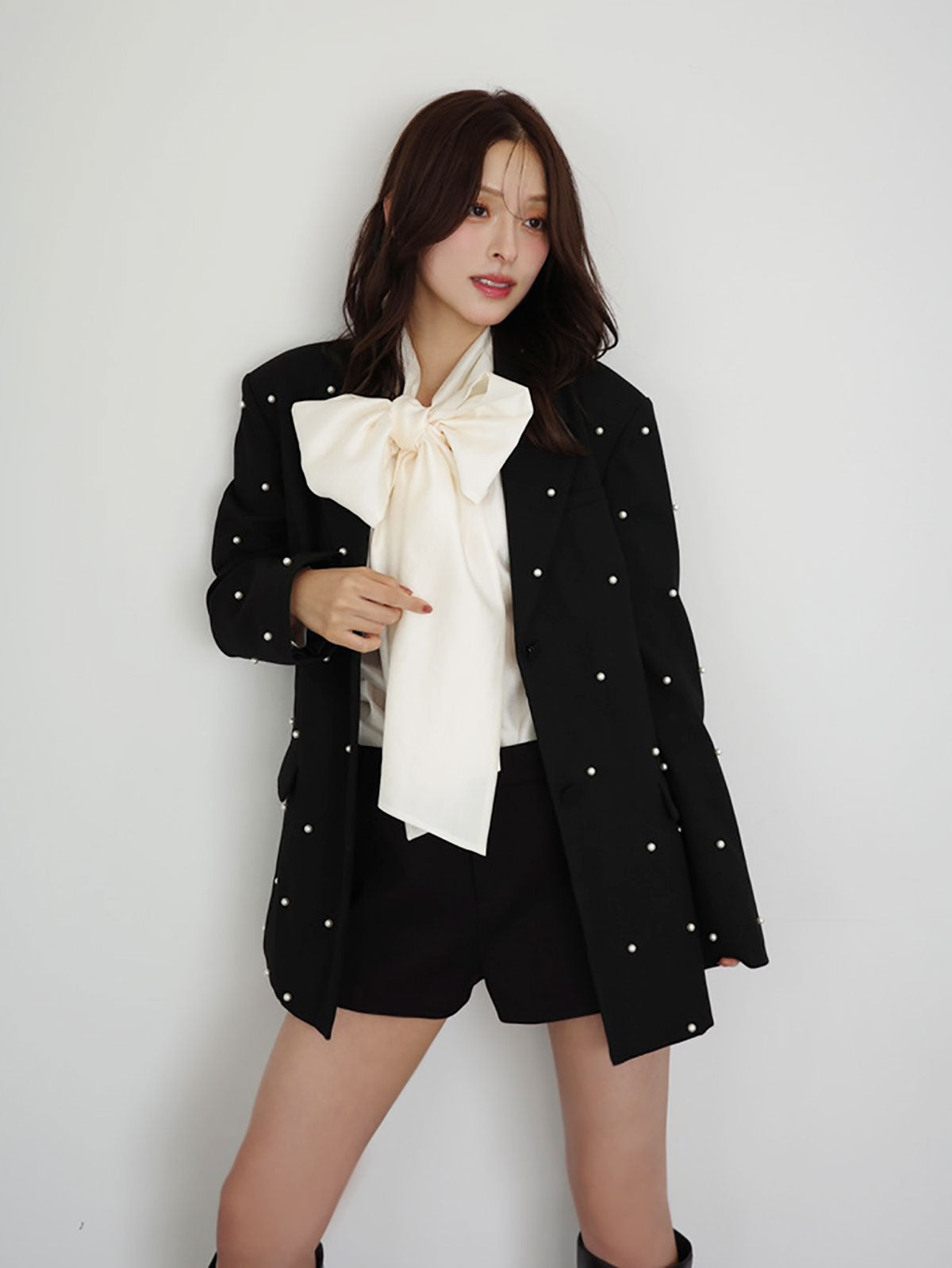 シアーボウタイブラウス