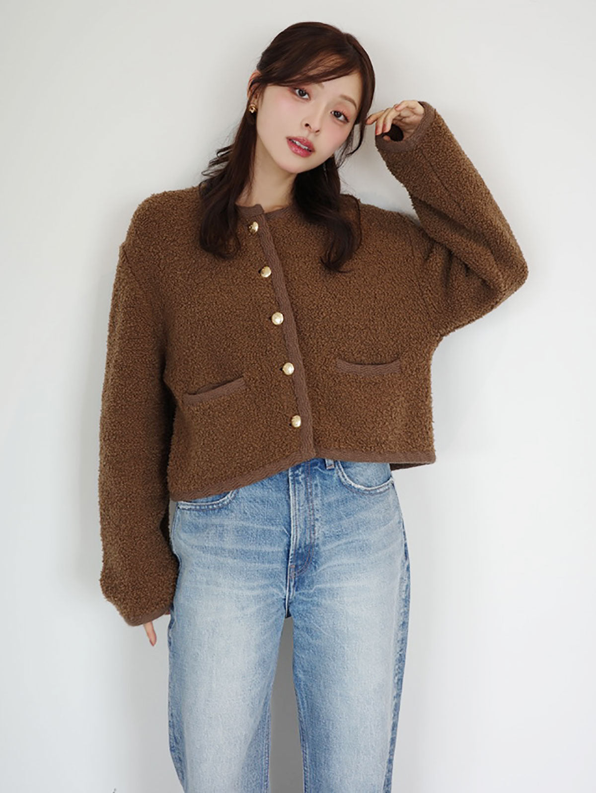 MODEL:170cm／COLOR:BROWN／SIZE:F